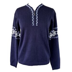 Meister 1/4 Zip Wool Blend Sweater Size Medium Nordic Snowflake